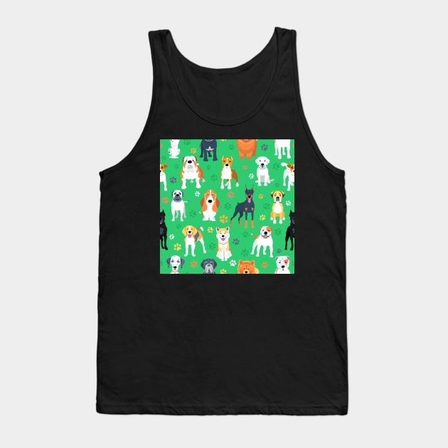 Dogs on the green background Tank Top by kavalenkava